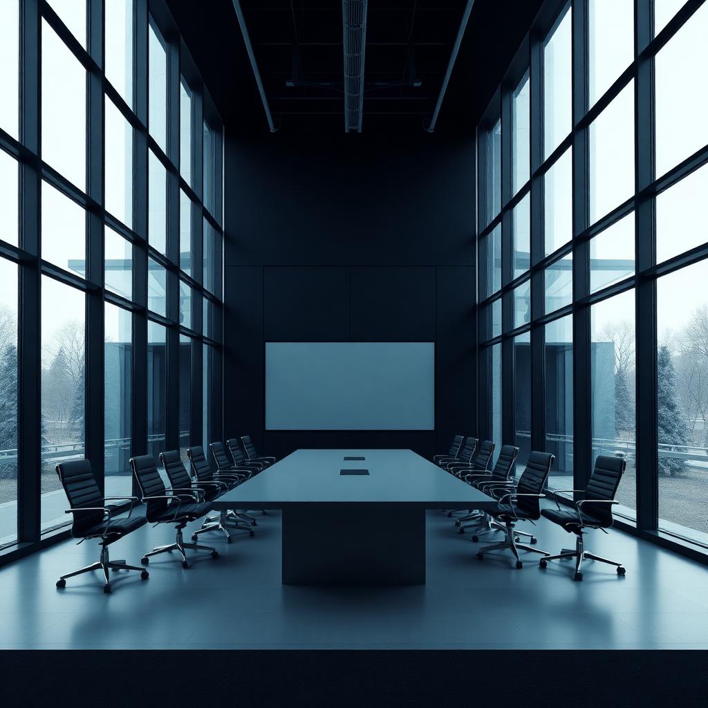Modern corporate boardroom interior prepared for a client meeting